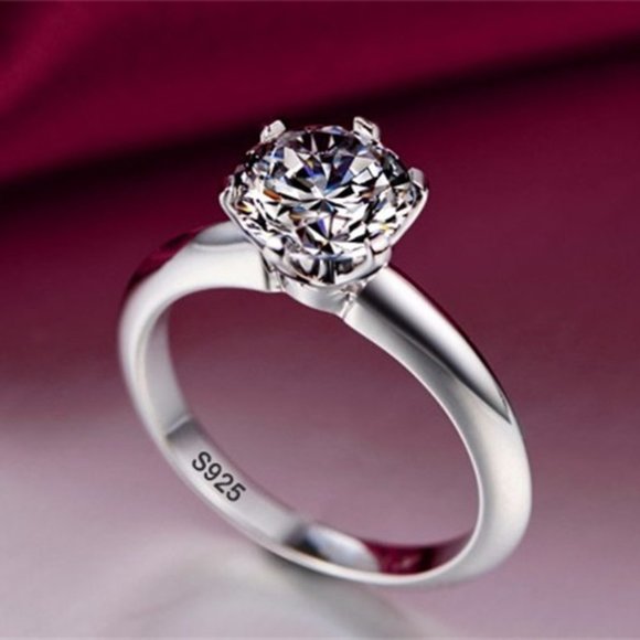 Ring Size 5, Cubic Zirconia Engagement Ring, Promise Bling Ring, Solitaire Ring - Picture 6 of 6